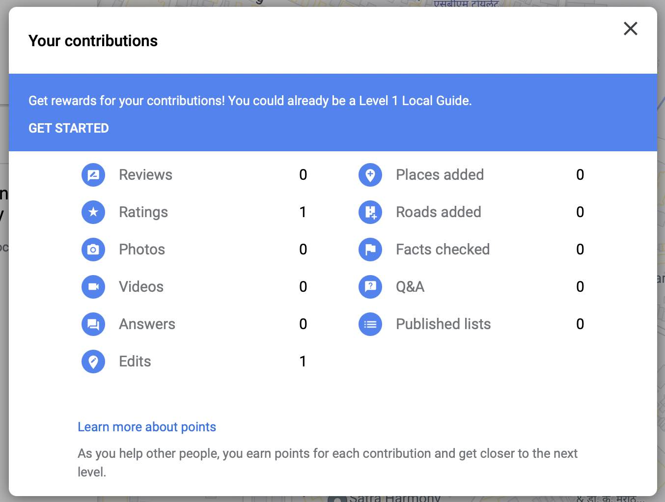 Your contributions details Google Local Guides